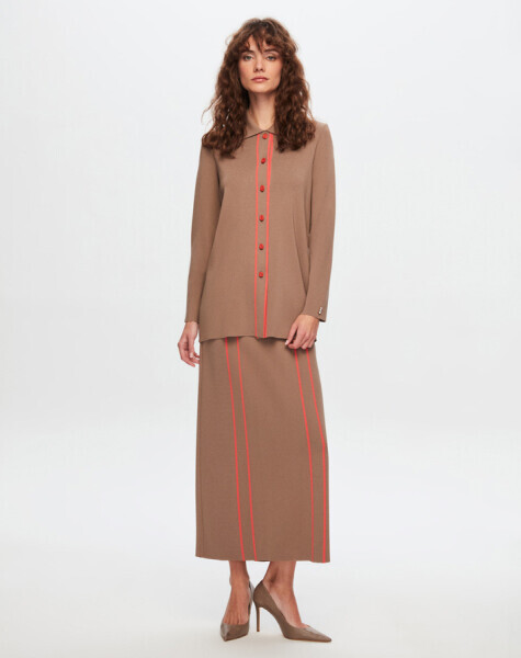 T24Y-9001 Çizgi Detaylı Elegant Hırka MV193-MİNK - MISS DALIDA