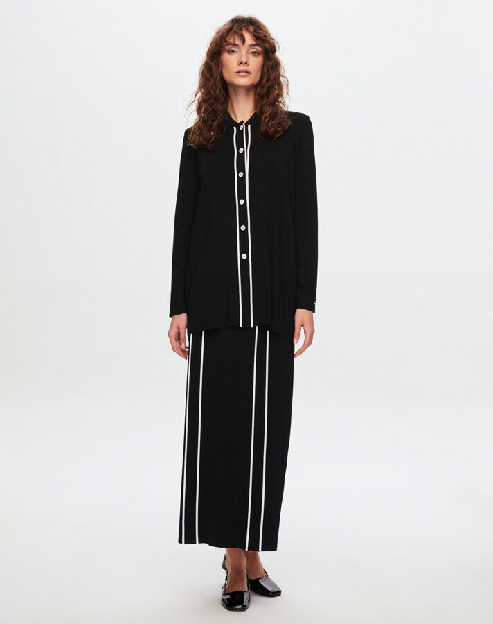 T24Y-9001 Stripe Detailed Elegance Cardigan - 9