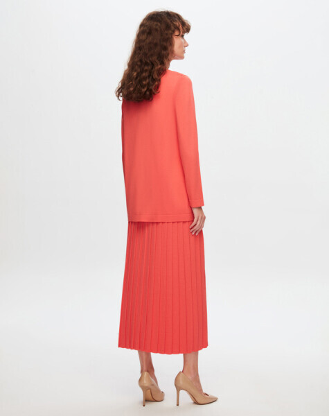 T24Y-9004 Düz Renk Basic Elegant Hırka 1031-DOMATO - 2