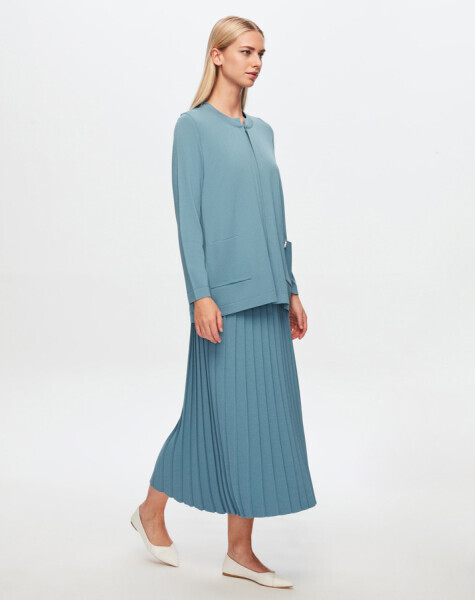 T24Y-9004 Düz Renk Basic Elegant Hırka 1415-DARK BLUE - 1