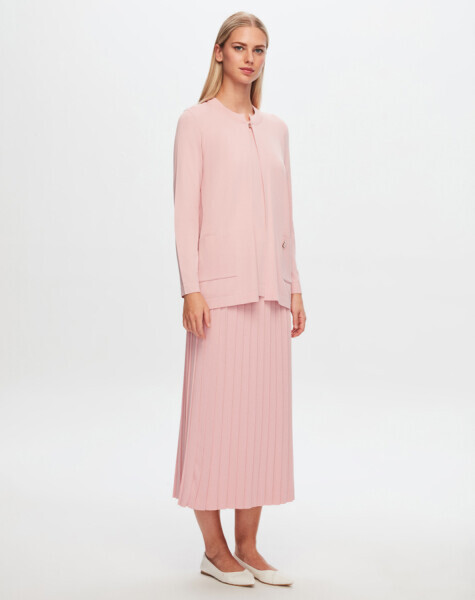 T24Y-9004 Düz Renk Basic Elegant Hırka 1481-PİNK 