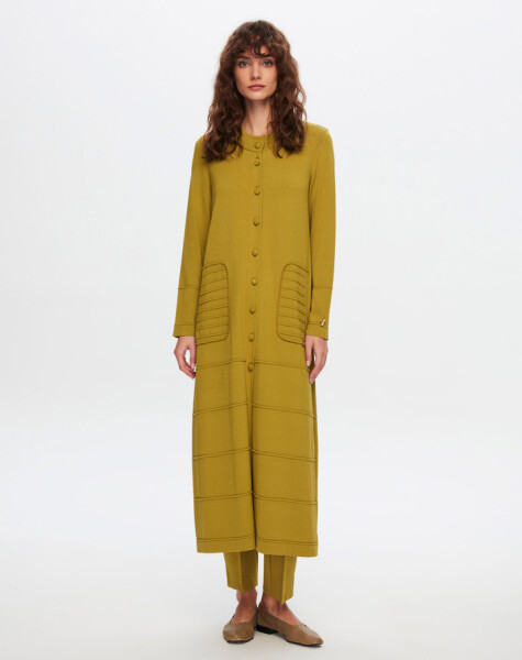 T24Y-9008 Long Knitwear Cardigan with Padding Detail - 3