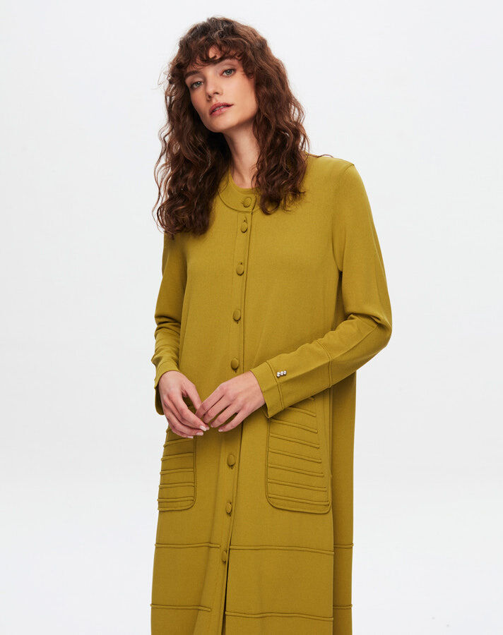T24Y-9008 Long Knitwear Cardigan with Padding Detail - 1