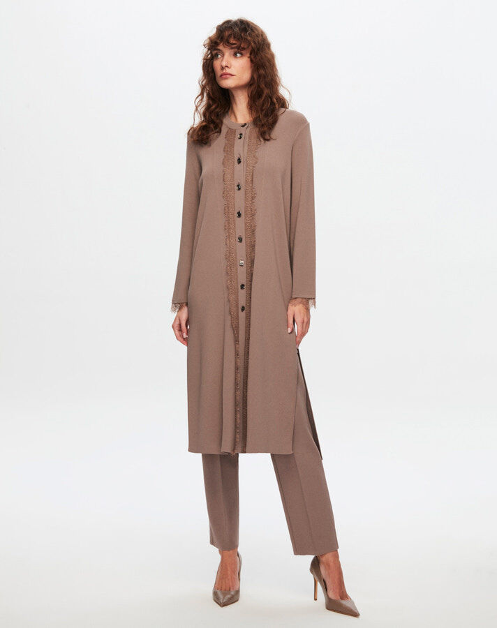 T24Y-9010 Buttoned Long Knitted Cardigan - 2
