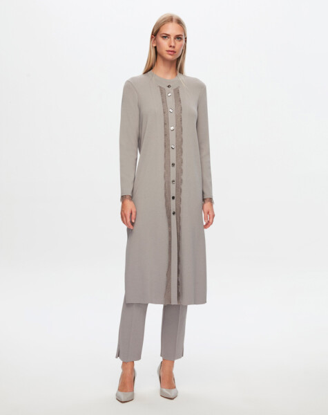 T24Y-9010 Buttoned Long Knitted Cardigan - 12