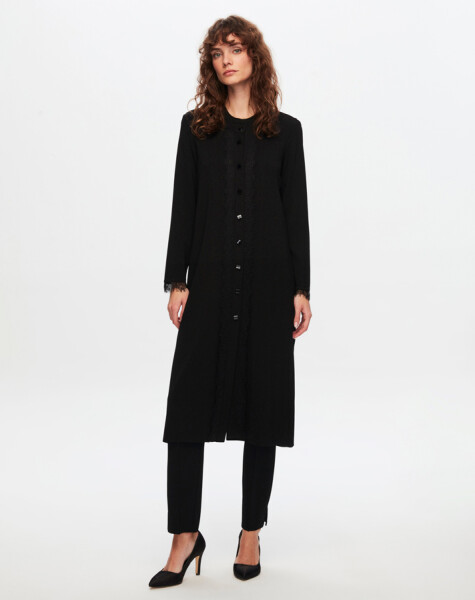 T24Y-9010 Buttoned Long Knitted Cardigan - 16