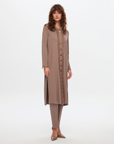 T24Y-9010 Düğmeli Uzun Triko Hırka 002-MİNK - 1