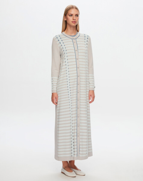 T24Y-9011 Long Cardigan with Line and Openwork Detail - 15