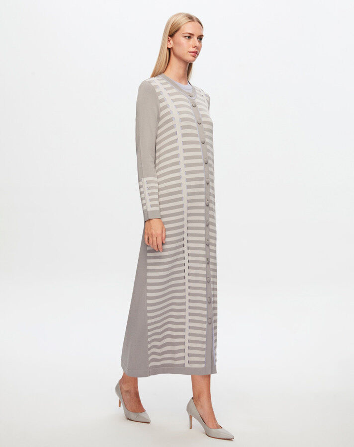 T24Y-9011 Long Cardigan with Line and Openwork Detail - 17
