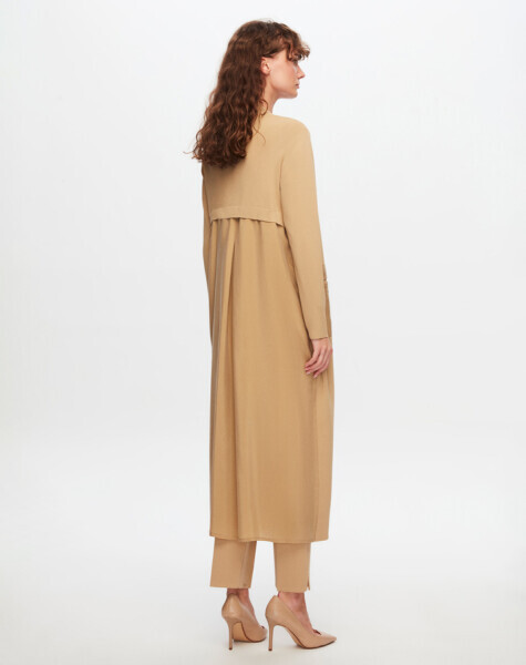 T24Y-9012 Triko- Cupro Uzun Hırka 1052-BEİGE - 4