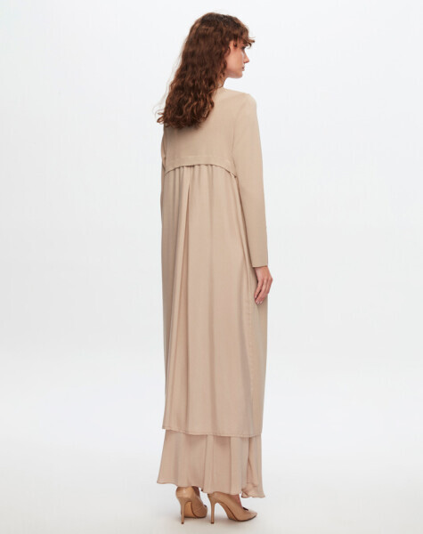 T24Y-9012 Triko- Cupro Uzun Hırka 1052-BEİGE - 2