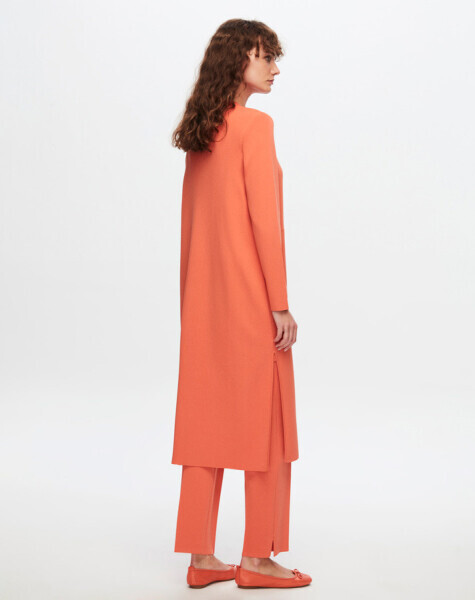 T24Y-9014 Fermuarlı Uzun Hırka 1248-ORANGE - 2