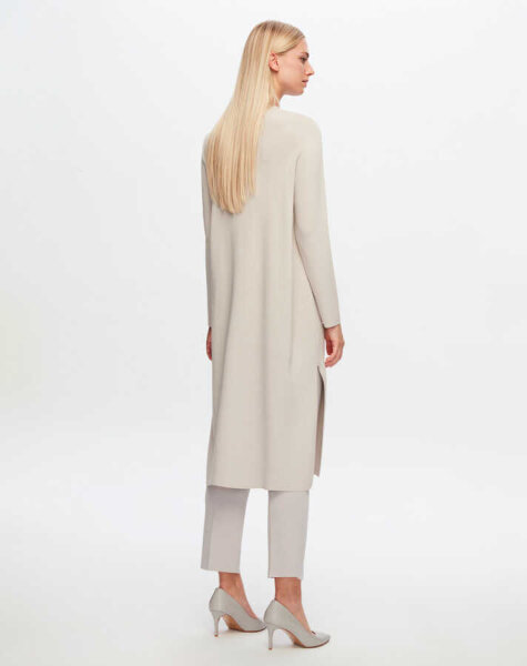 T24Y-9014 Fermuarlı Uzun Hırka 1398-LIGHT GREY - 2