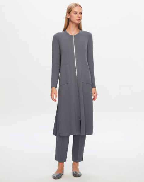 T24Y-9014 Zippered Long Cardigan - 14