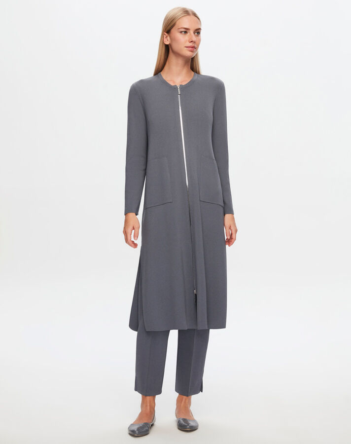 T24Y-9014 Zippered Long Cardigan - 14
