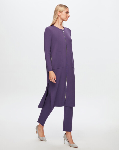 T24Y-9014 Zippered Long Cardigan - 18