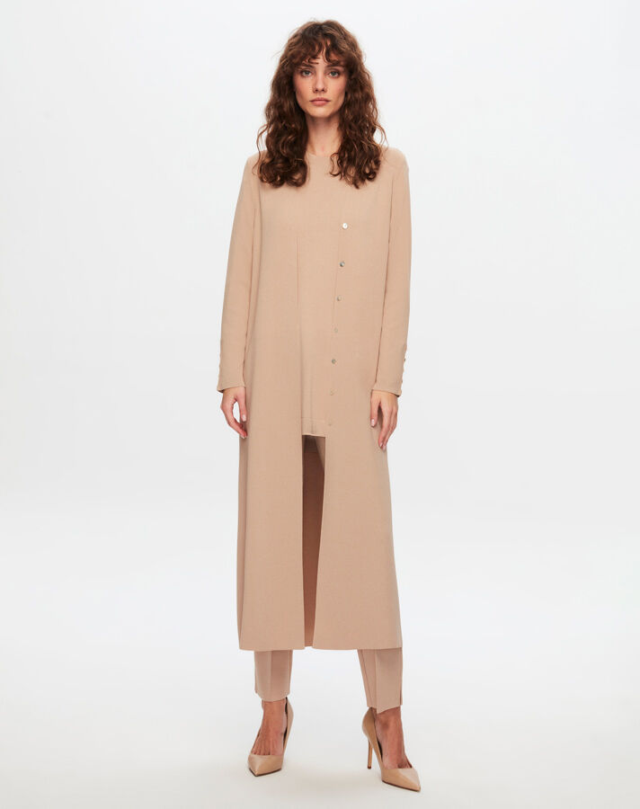 T24Y-9021 Clean Cut Solid Color Buttoned Cardigan - 1