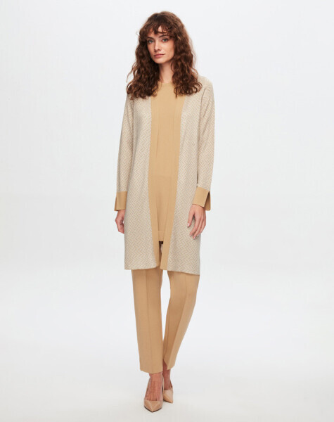 T24Y-9027 Zigzag Desenli Parlak Triko Hırka 1241-CRAFT - 1