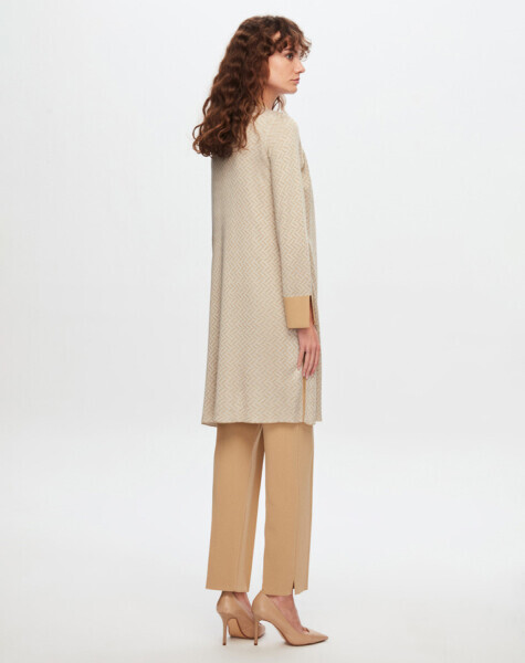 T24Y-9027 Zigzag Desenli Parlak Triko Hırka 1241-CRAFT - 3