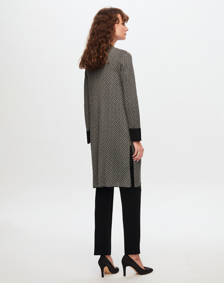 T24Y-9027 Zigzag Patterned Shiny Knitwear Cardigan - 4