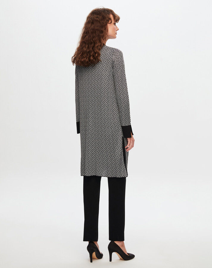 T24Y-9027 Zigzag Patterned Shiny Knitwear Cardigan - 5