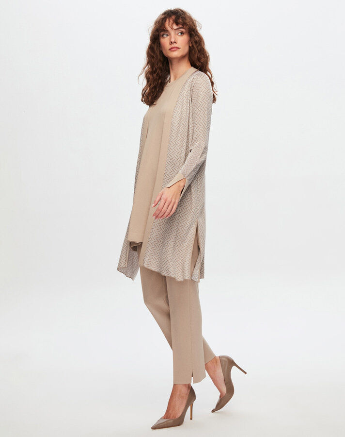 T24Y-9027 Zigzag Patterned Shiny Knitwear Cardigan - 15