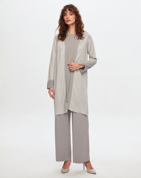 T24Y-9027 Zigzag Patterned Shiny Knitwear Cardigan - 18
