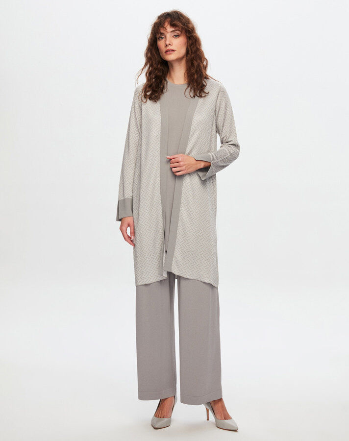 T24Y-9027 Zigzag Patterned Shiny Knitwear Cardigan - 18