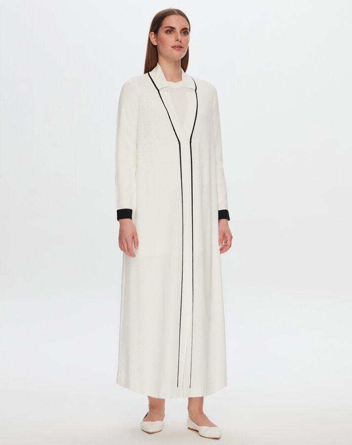 T24Y-9030 Collar Detailed Openwork Knitwear Long Cardigan - 7