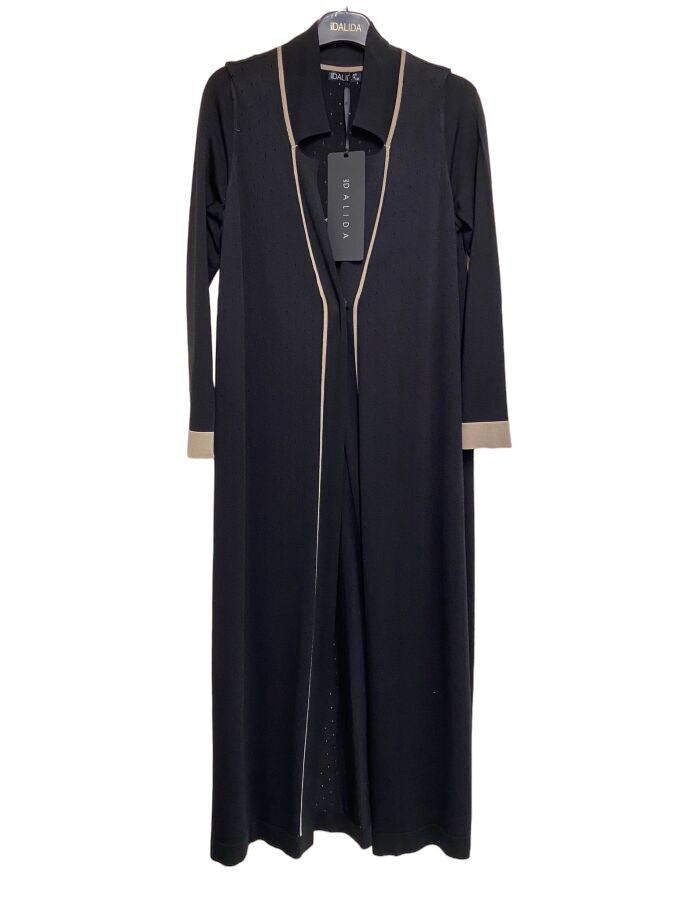 T24Y-9030 Collar Detailed Openwork Knitwear Long Cardigan - 9