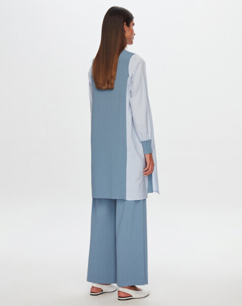 T24Y-9033 Dalida Yazılı Poplin-Triko Hırka BLUE - 2