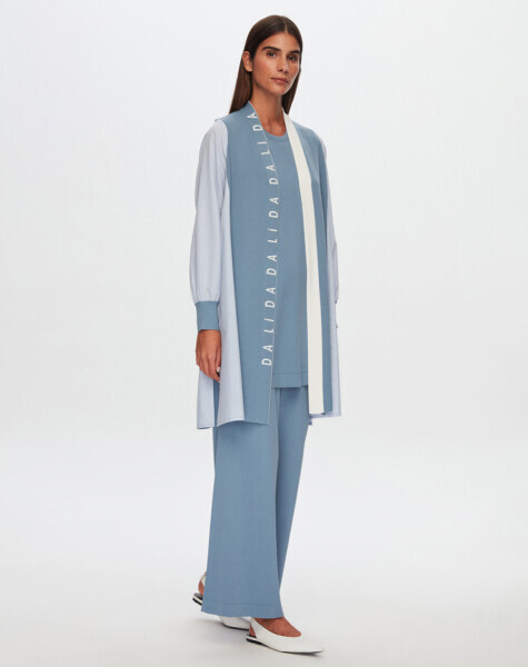 T24Y-9033 Dalida Yazılı Poplin-Triko Hırka BLUE - 1