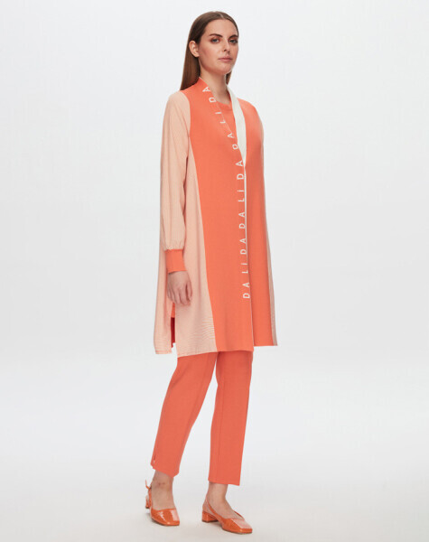 T24Y-9033 Dalida Yazılı Poplin-Triko Hırka ORANJ - 1