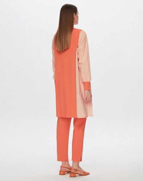 T24Y-9033 Dalida Yazılı Poplin-Triko Hırka ORANJ - 2