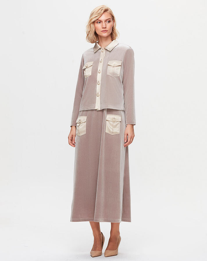 T25K-0001Cepli Tunik-Etek Kadife Takım - 4