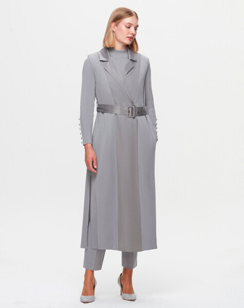 T25K-1000 Cupro Detaylı Triko Yelek VİALE-GREY - MISS DALIDA (1)