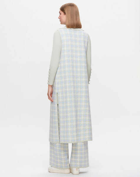 T25K-1003 Kazayağı Desenli Uzun Triko Yelek FONIA-RIVER - 2