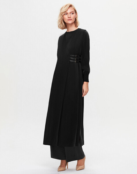 T25K-1004 Deri Kemer Detaylı CuproYelek BLACK 