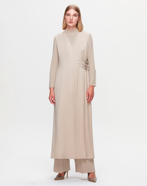 T25K-1004 Deri Kemer Detaylı CuproYelek STONE - MISS DALIDA