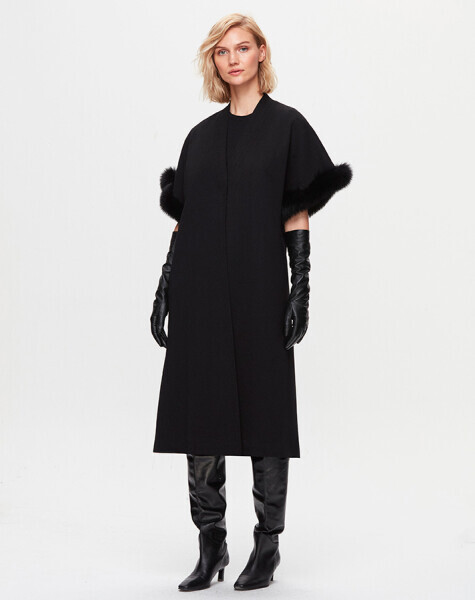 T25K-1007 Kolu Kürk Detaylı Yelek BLACK - 1