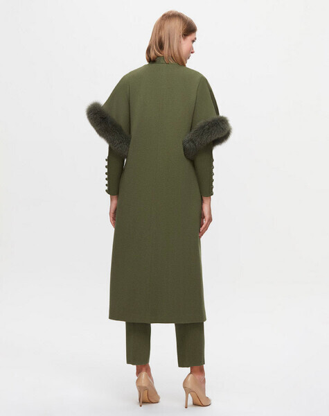 T25K-1007 Kolu Kürk Detaylı Yelek FARAD-GREEN - 2