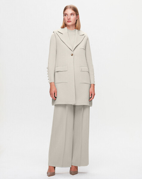 T25K-1008 Vatkalı Triko Yelek 8YR71-STONE - 1