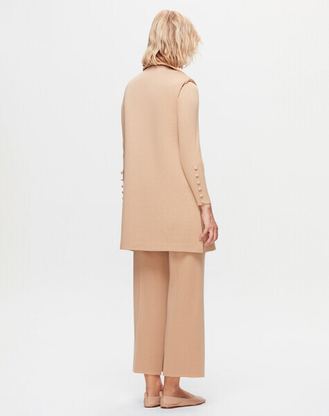 T25K-1008 Vatkalı Triko Yelek DIDO-BEİGE - 3