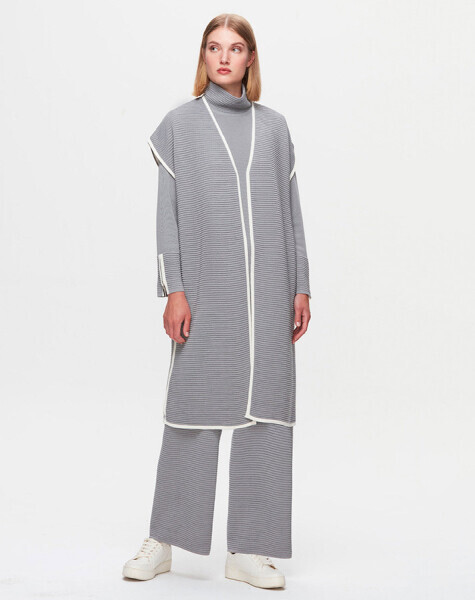 T25K-1009 Bekletme Teknikli Triko Yelek VİALE-GREY - 1