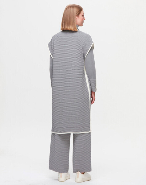 T25K-1009 Bekletme Teknikli Triko Yelek VİALE-GREY - 3