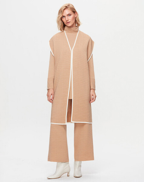 T25K-1009 Bekletme Teknikli Triko Yelek YY216-BEİGE - MISS DALIDA