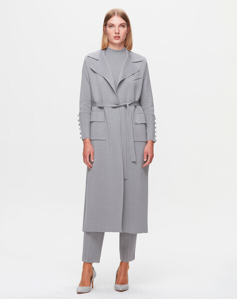 T25K-1012 Temiz Kesim Triko Yelek VİALE-GREY - 1