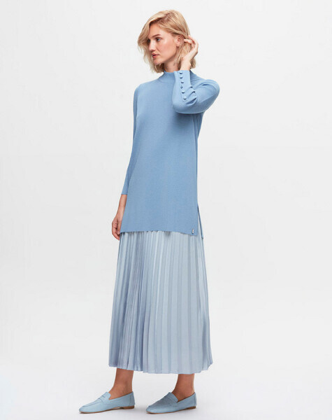 T25K-2000 Plisoley Düz Renk Etek PB13E-BLUE - 2