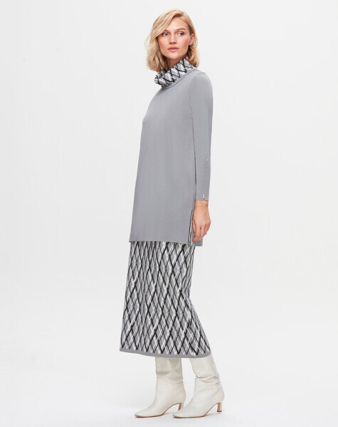 T25K-2001 Baklava Dilimli Kalem Etek VİALE-GREY 