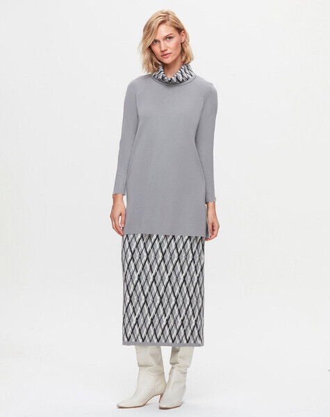 T25K-2001 Baklava Dilimli Kalem Etek VİALE-GREY - 2